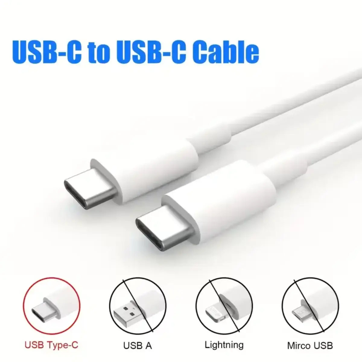 câble usb c vers usb c blanc charge rapide et transfert stable câble usb c vers usb c blanc charge rapide et transfert stable